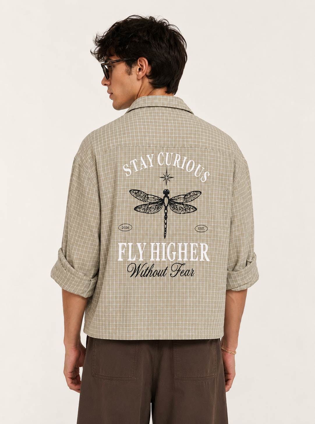 Nomad Check Boxy Shirt- Beige