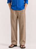 Relaxed Fit Pure Linen Trousers – Desert Taupe