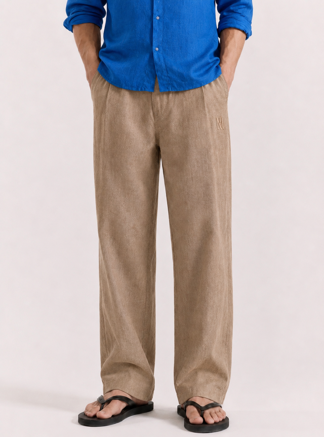Relaxed Fit Pure Linen Trousers – Desert Taupe