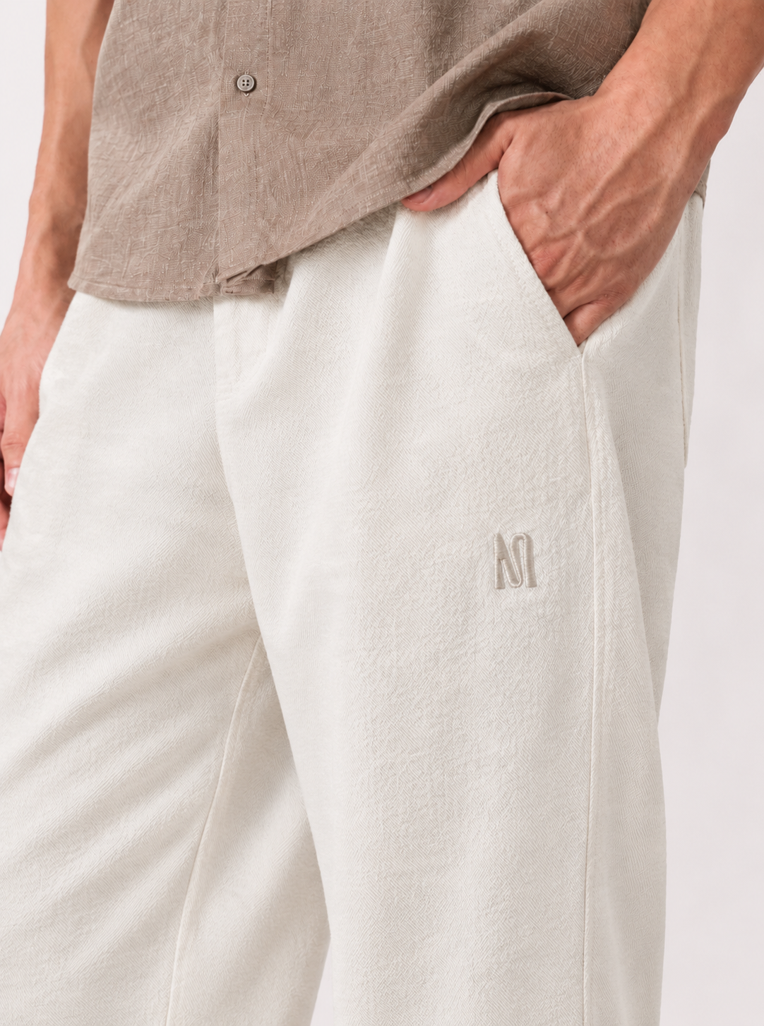 Korean Relaxed Fit Trousers – Off White