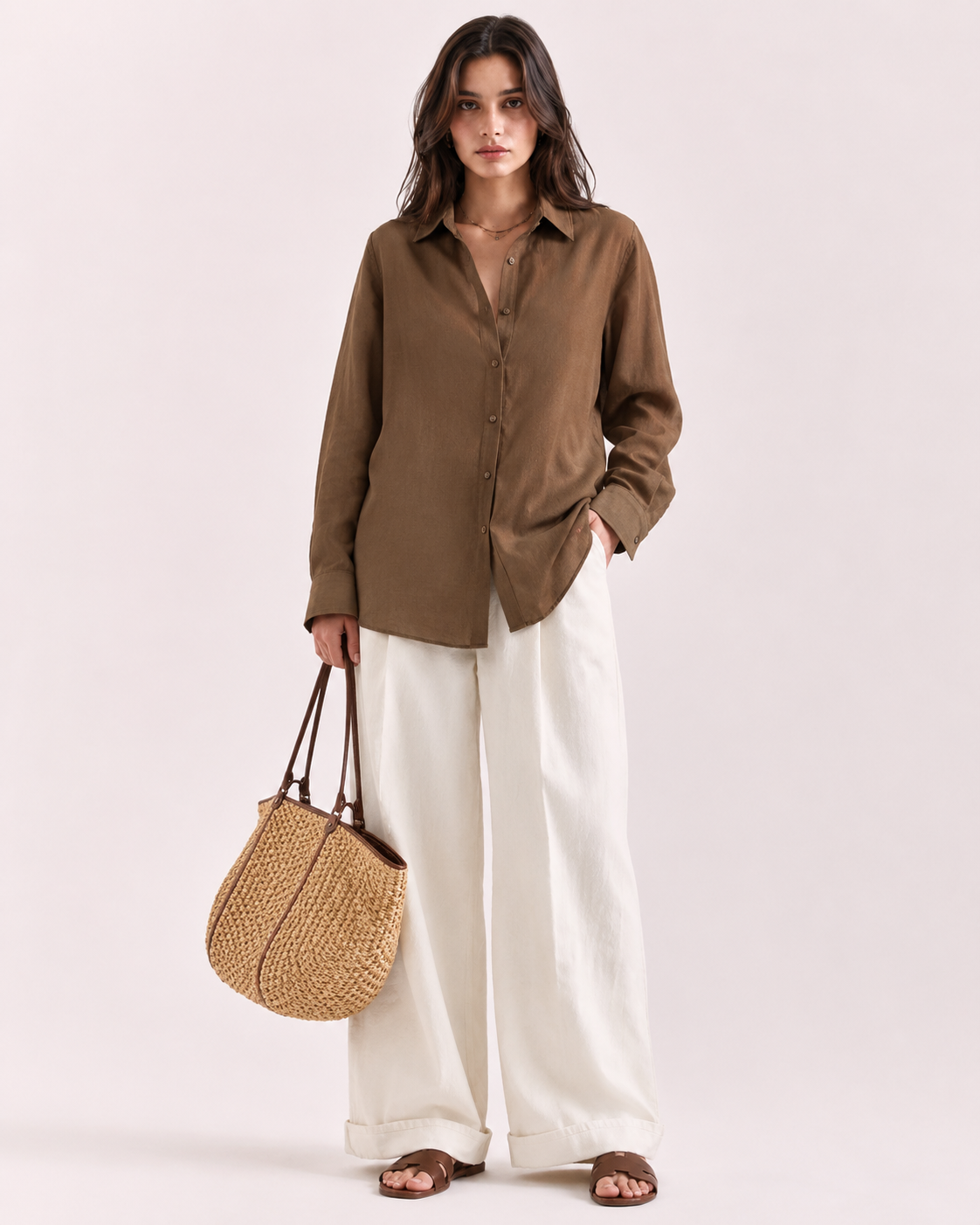 Oat Brown 60Lea Linen- Relaxed Fit Shirt