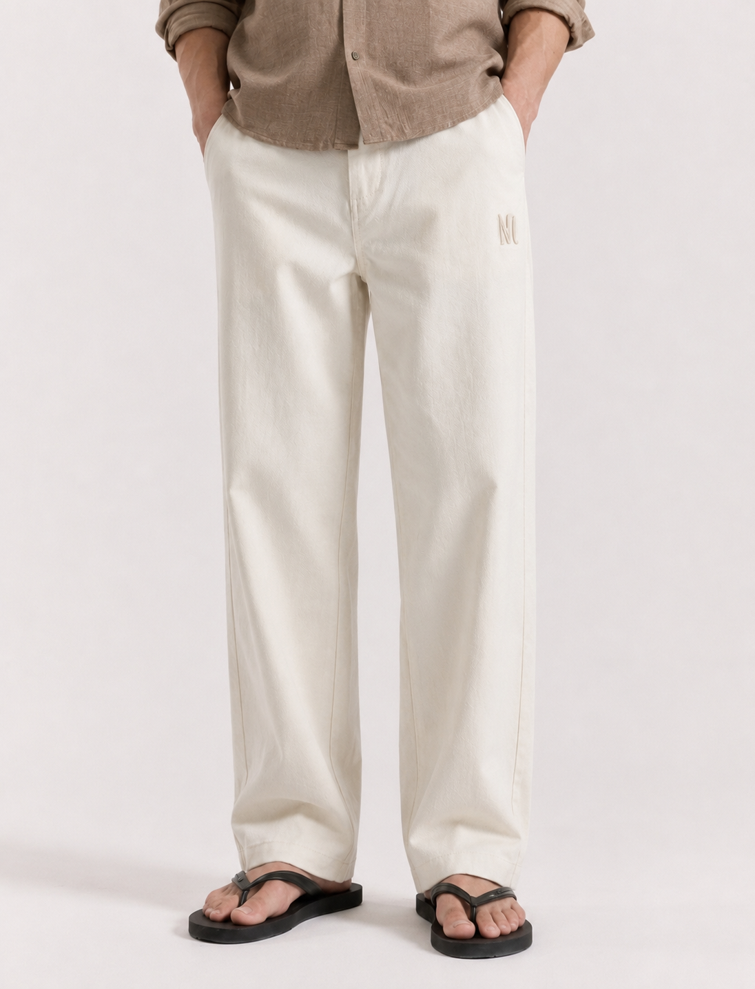 Korean Relaxed Fit Trousers – Off White