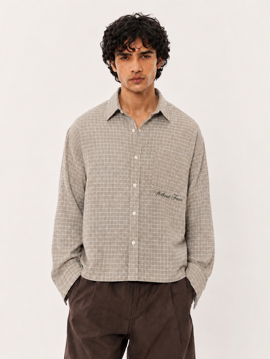 Nomad Check Boxy Shirt- Beige