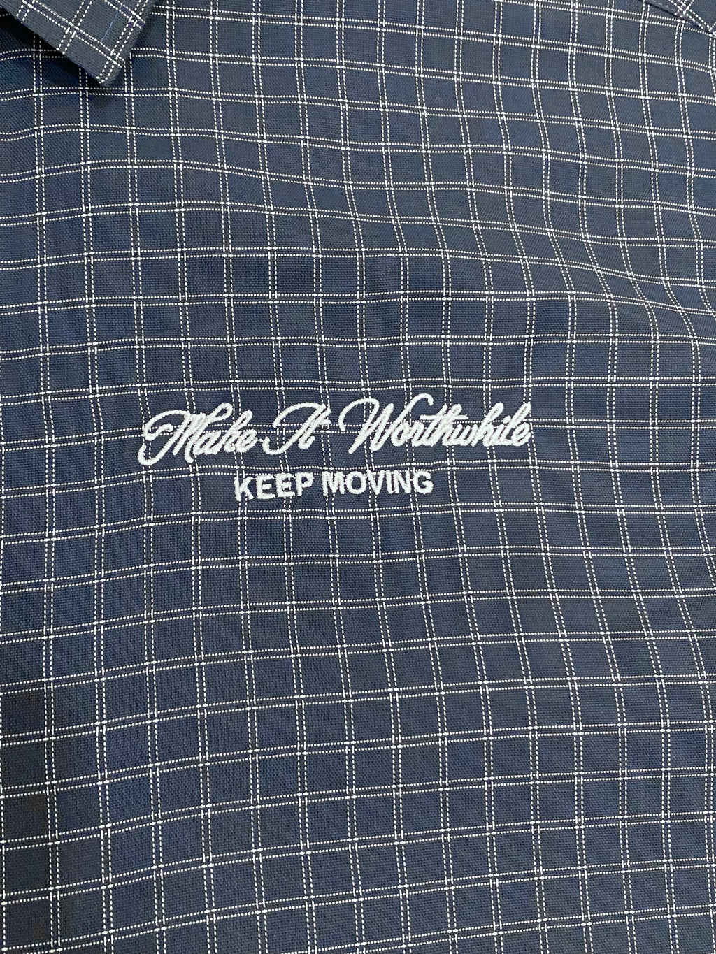 Slate Check Cropped Mandarin Shirt