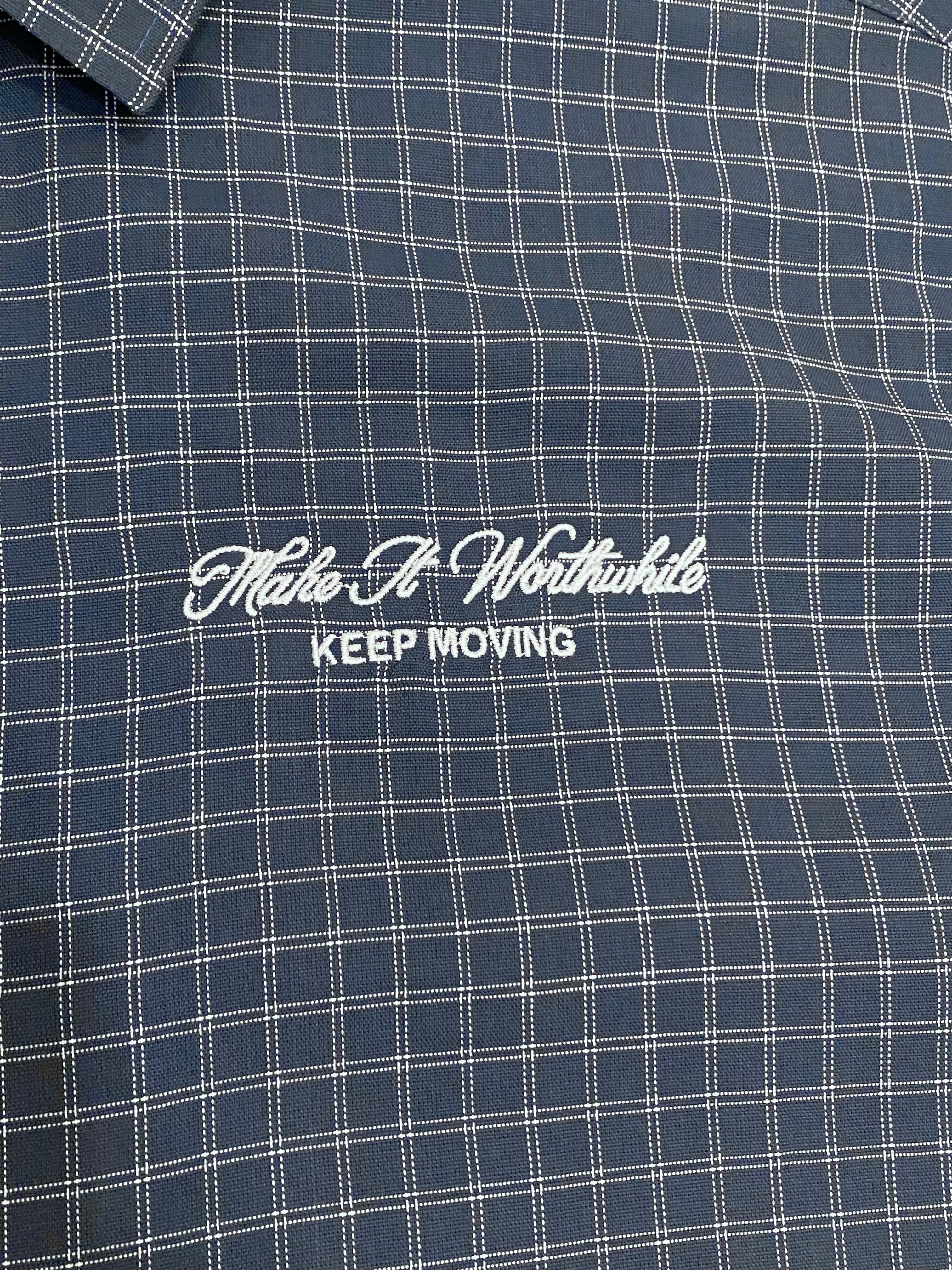 Slate Check Cropped Mandarin Shirt