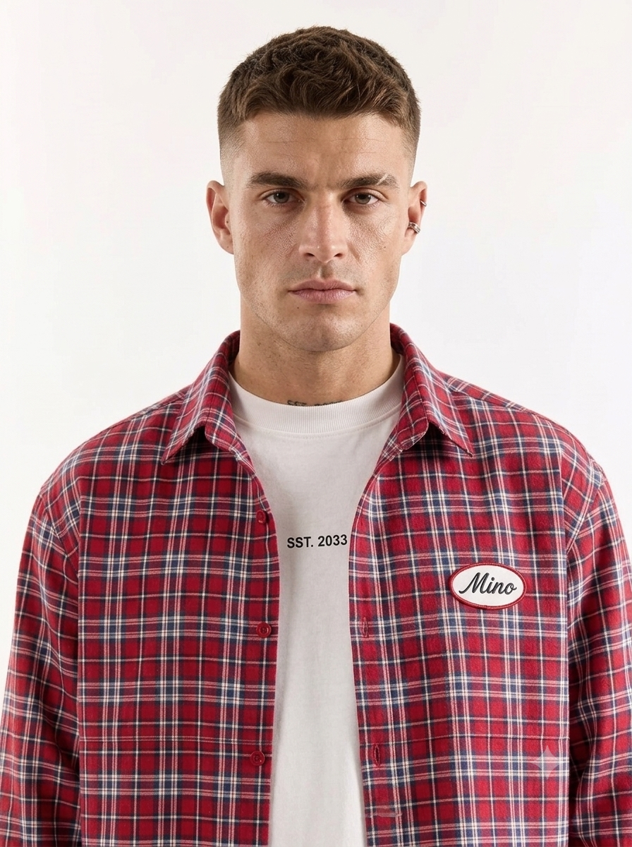 Cherry Riot- Red Plaid Checkered Boxy-Fit Shirt