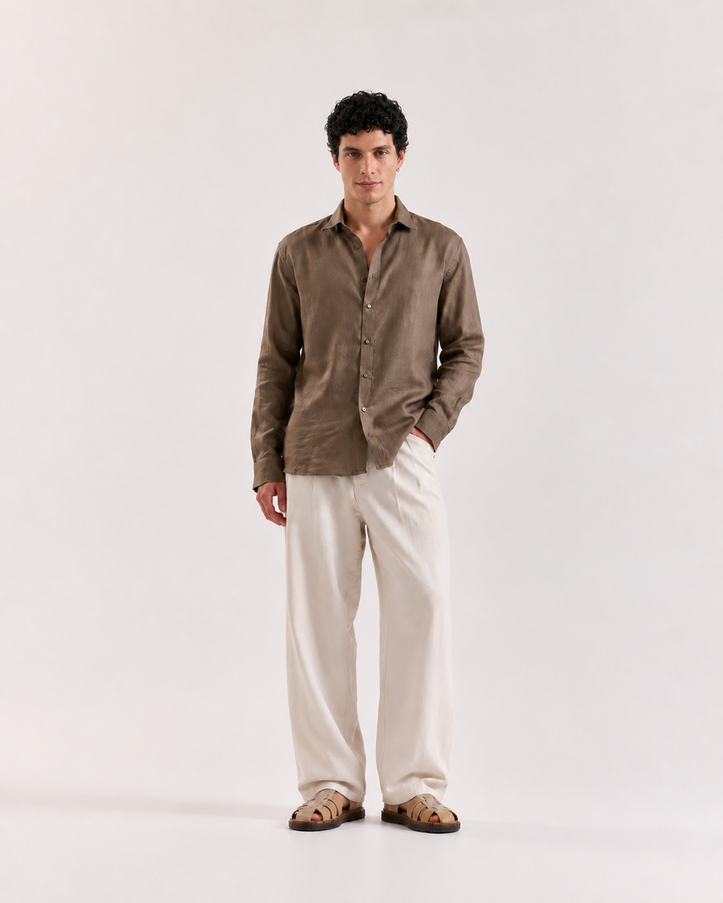 Oat Brown 60Lea Linen- Relaxed Fit Shirt