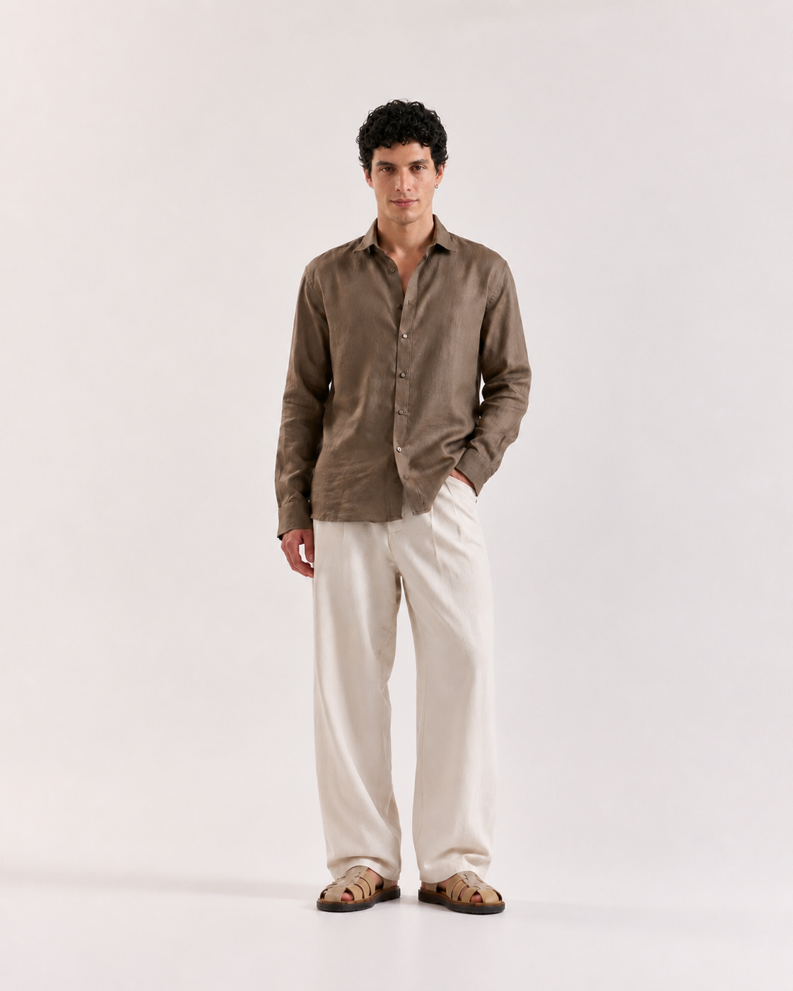 Oat Brown 60Lea Linen- Relaxed Fit Shirt