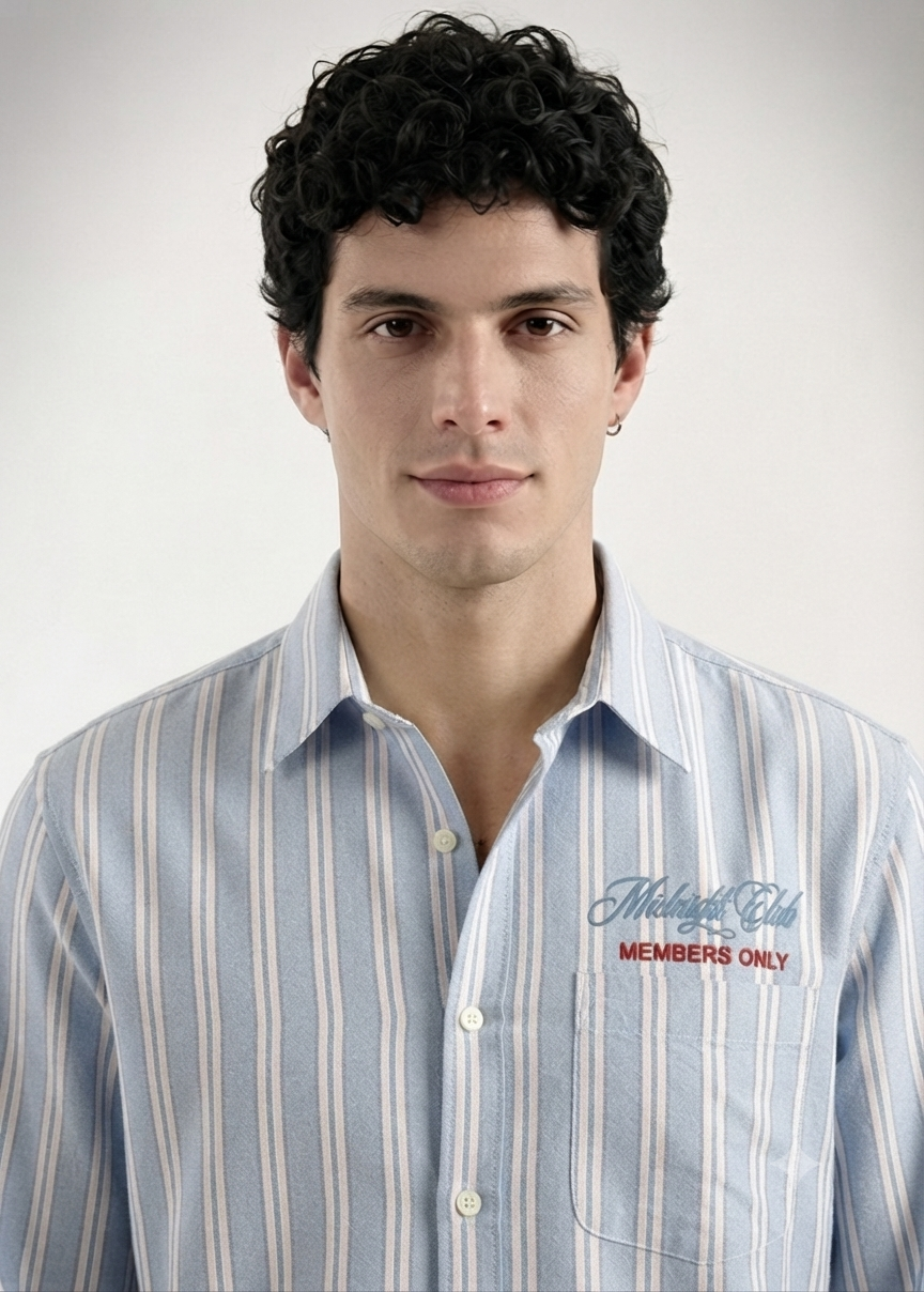 Costal blue stripe relaxed fit shirt