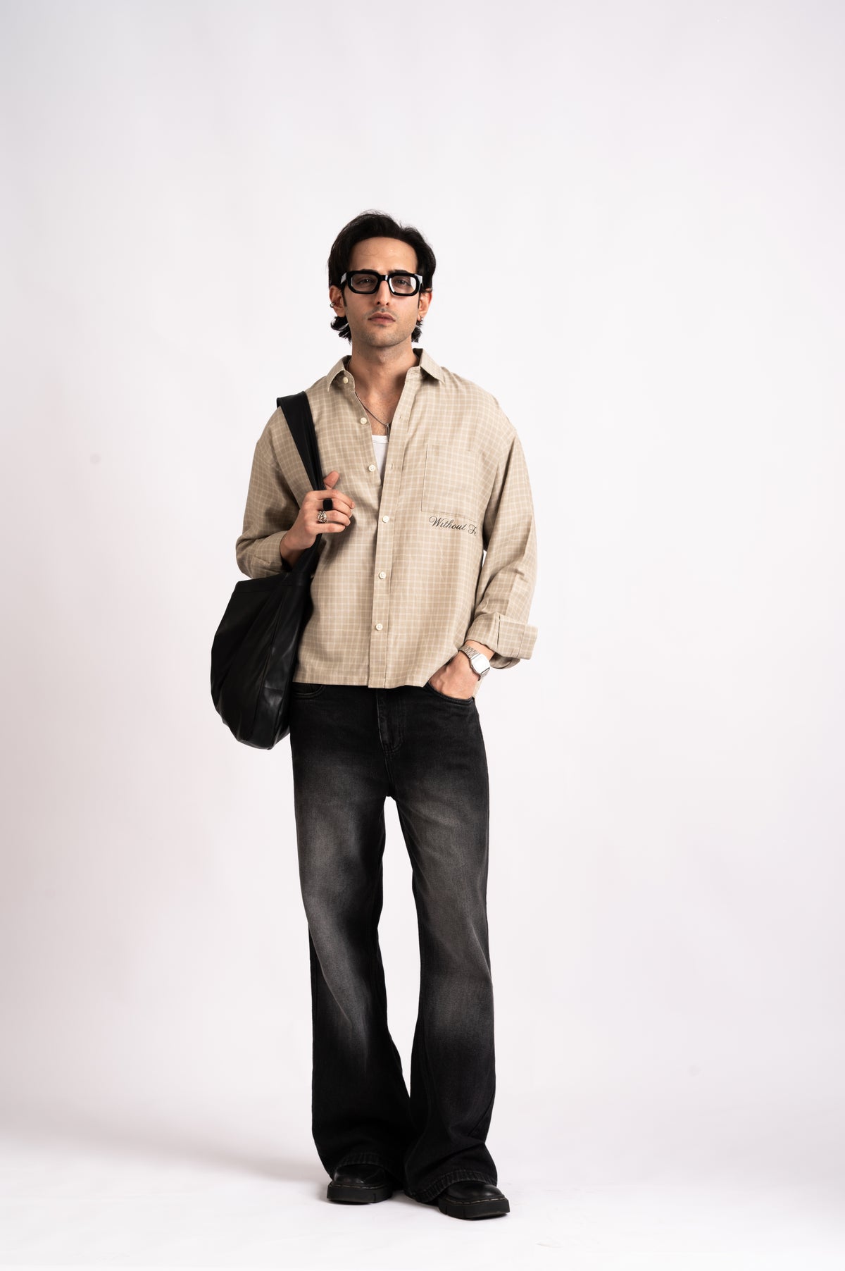 Nomad Check Boxy Shirt- Beige