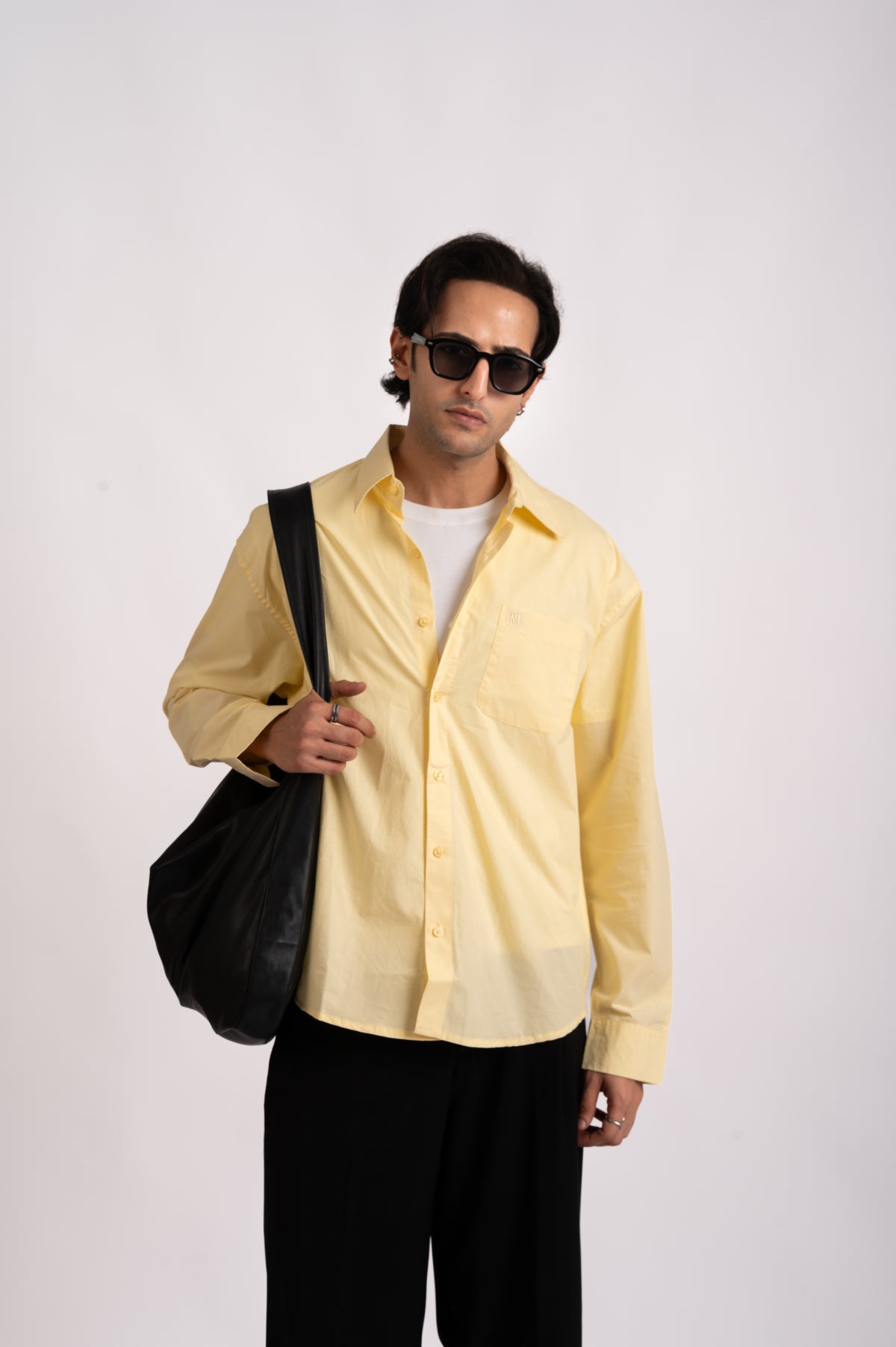 Sunwashed Yellow Cotton Shirt- Relaxed Fit