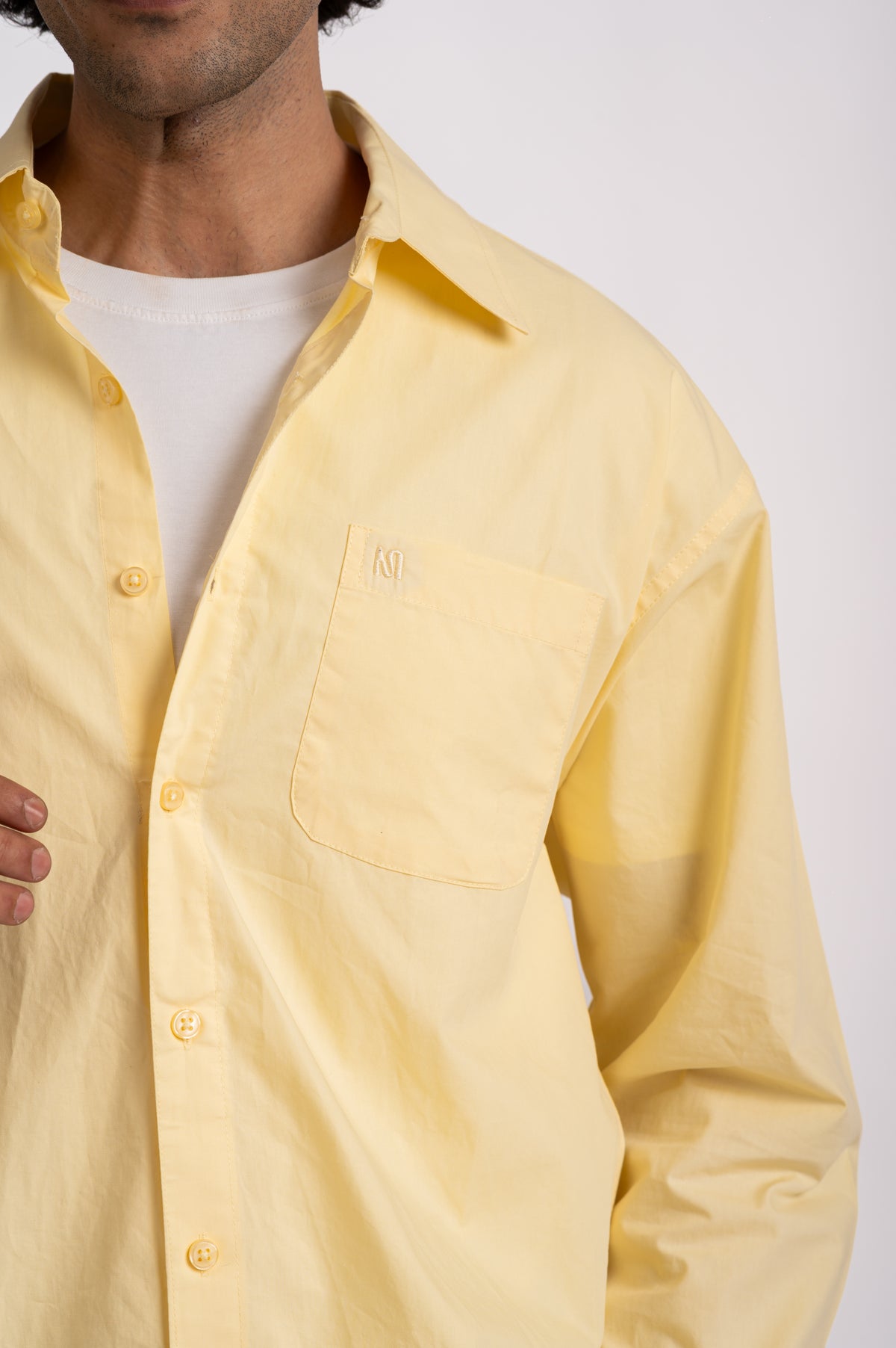 Sunwashed Yellow Cotton Shirt- Relaxed Fit