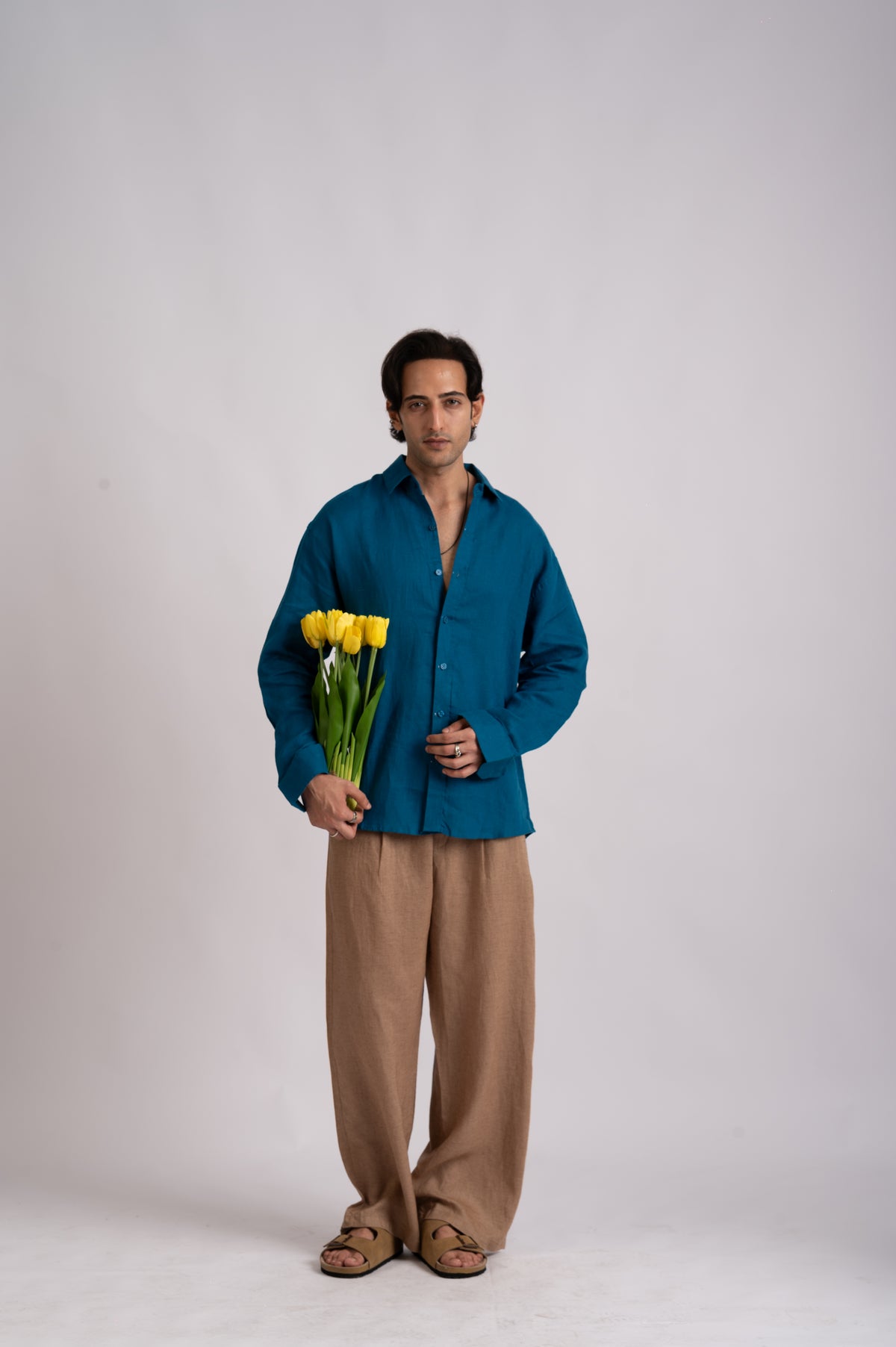 Cobalt Blue Linen Shirt- Relaxed Fit