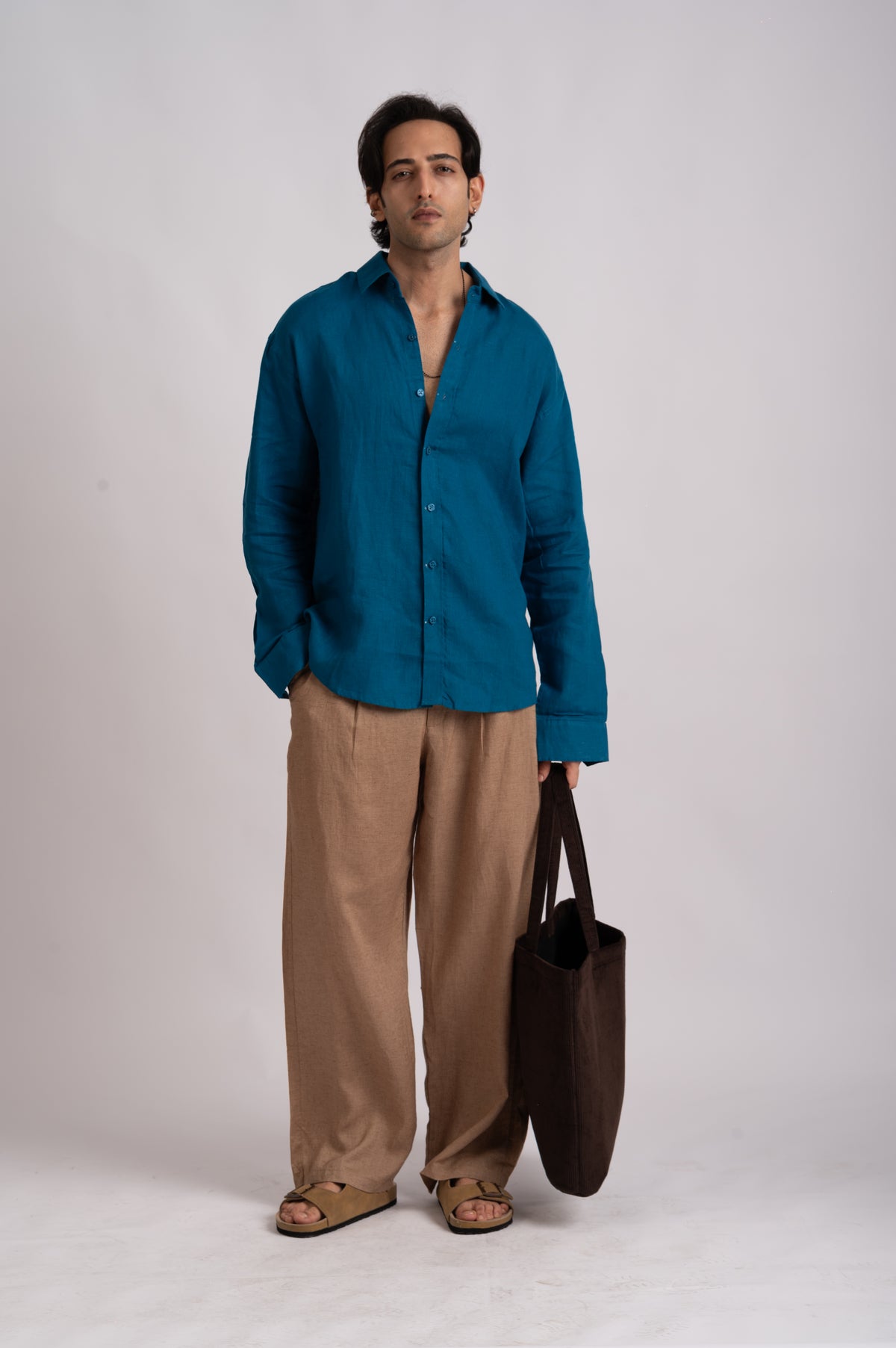 Cobalt Blue Linen Shirt- Relaxed Fit