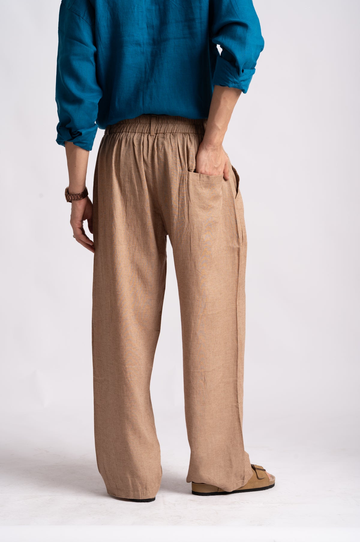 Relaxed Fit Pure Linen Trousers – Desert Taupe