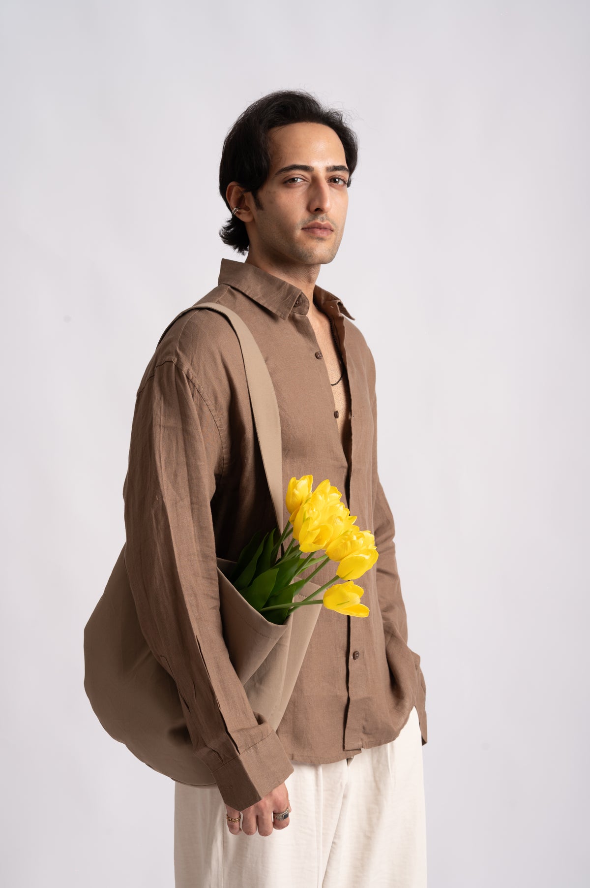 Oat Brown Linen Shirt- Relaxed Fit