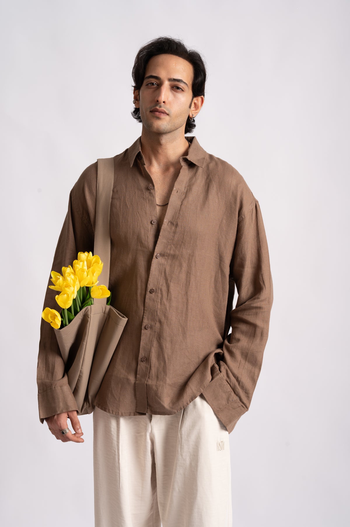 Oat Brown Linen Shirt- Relaxed Fit