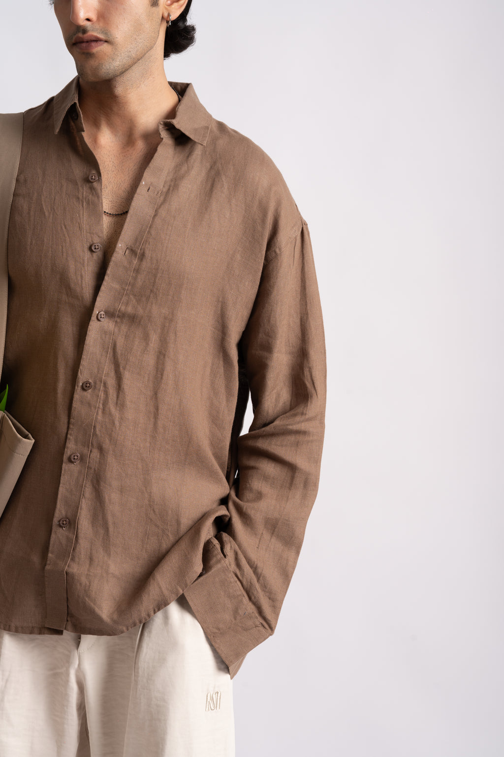 Oat Brown Linen Shirt- Relaxed Fit