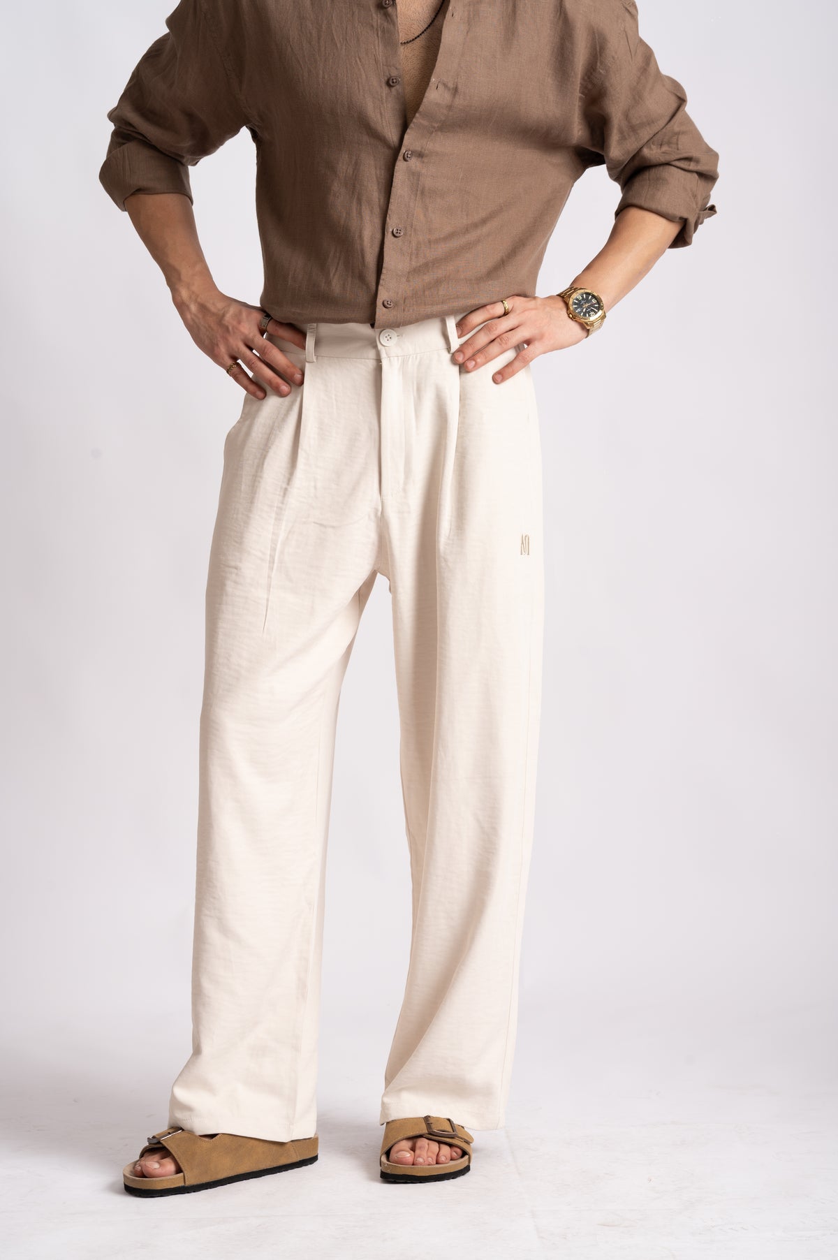 Korean Relaxed Fit Trousers – Off White