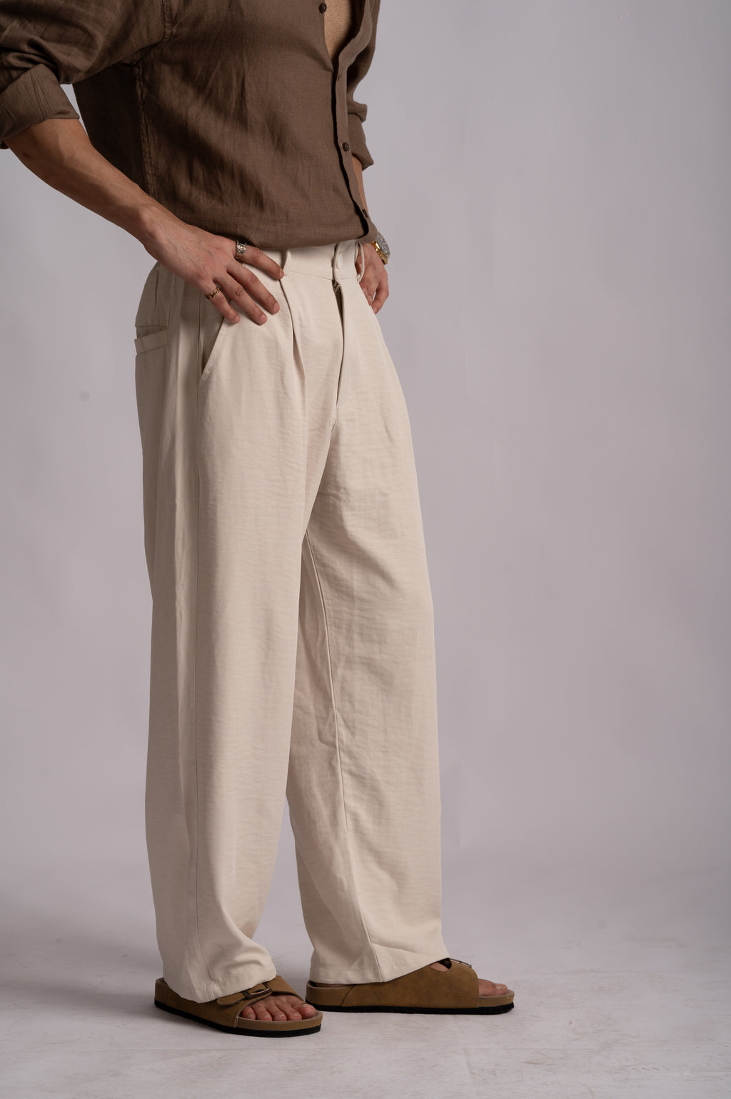 Korean Relaxed Fit Trousers – Off White