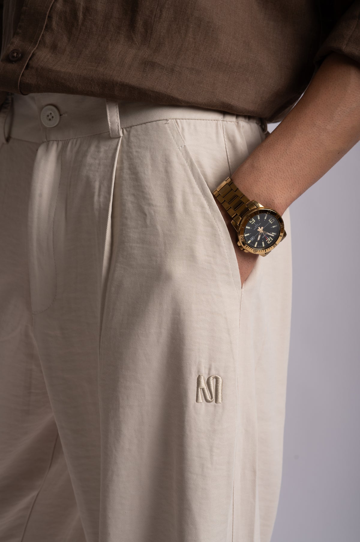 Korean Relaxed Fit Trousers – Off White