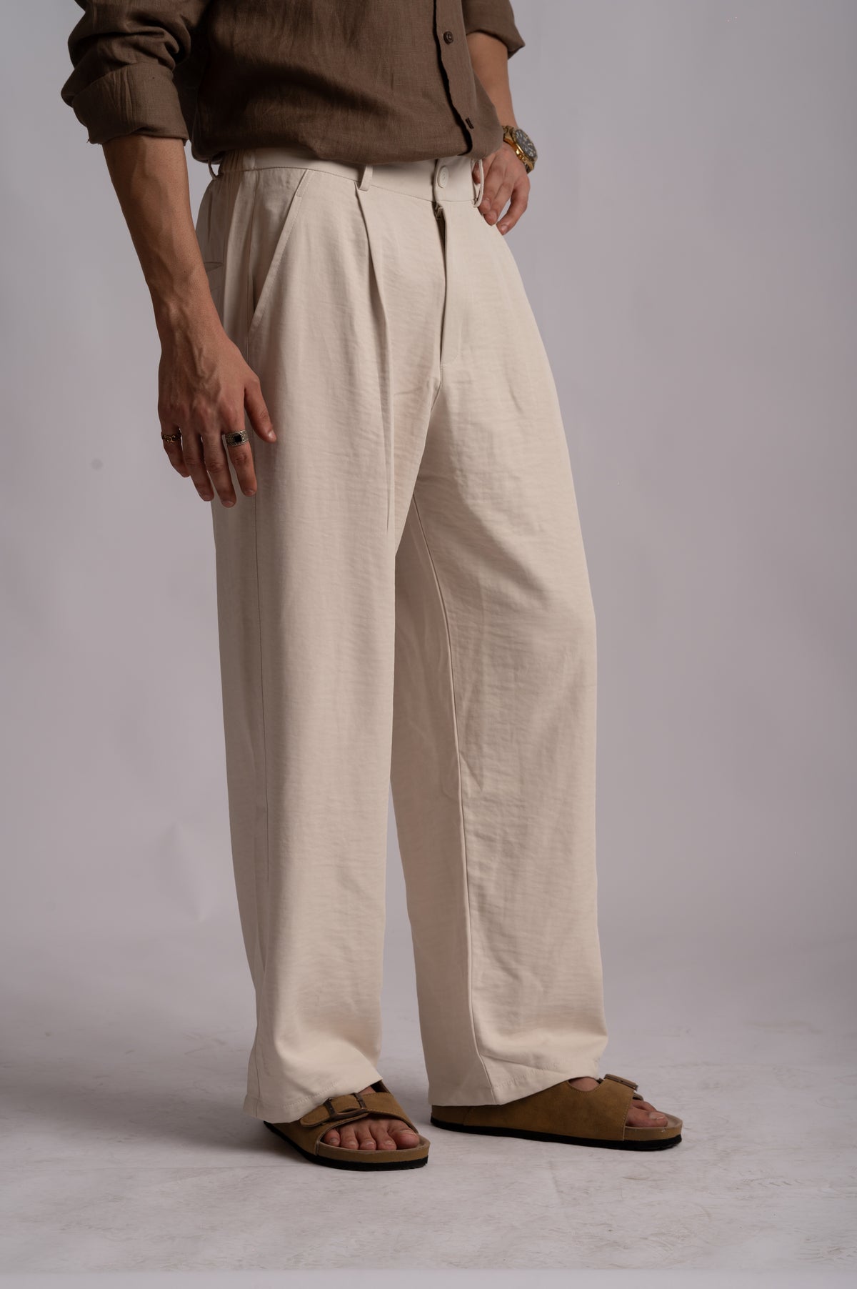 Korean Relaxed Fit Trousers – Off White