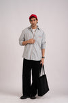 Costal Blue Stripe Cotton Shirt- Relaxed Fit