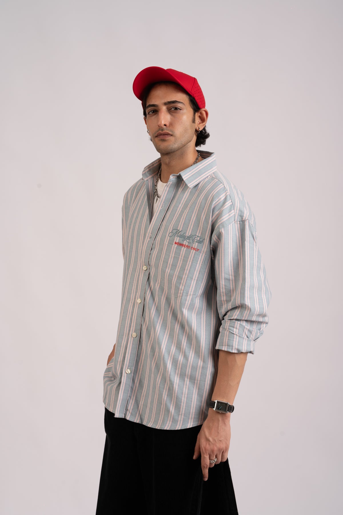 Costal Blue Stripe Cotton Shirt- Relaxed Fit